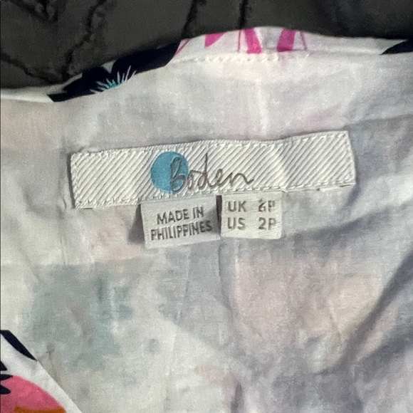 Boden White Wrap Blouse with Teal, Mustard & Pink Floral Print - Picture 4 of 5